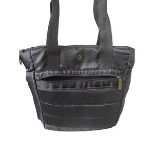 gaiam Black Quilted Puffer‎ Tote Bag Gym Travel Everyday Carryall